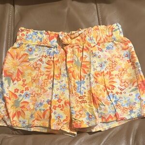 btween Floral Girls Shorts - Orange and Blue
